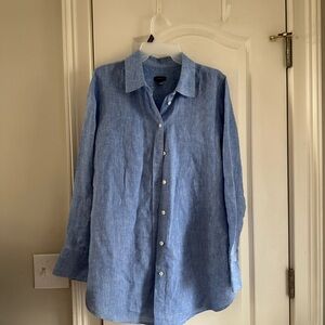 Talbots linen blue button up shirt medium like new 100 percent linen